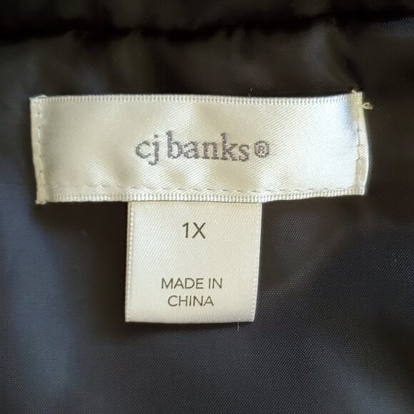 CJ Banks Fair Isle Winter Vest Women's 1X Knit Black & White Lined Sleeveless - Picture 7 of 12